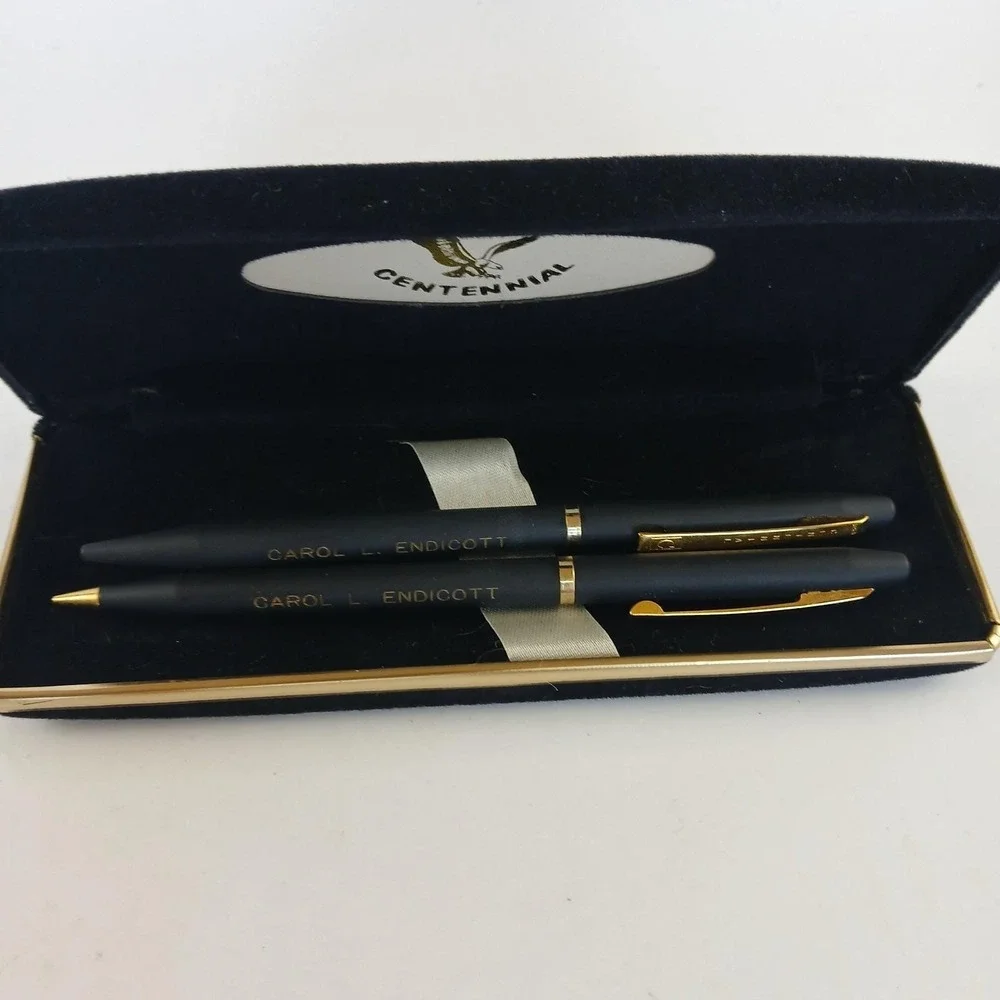 Vintage Centennial Pen & Pencil Set With  Personalized‎ Name Made In USA